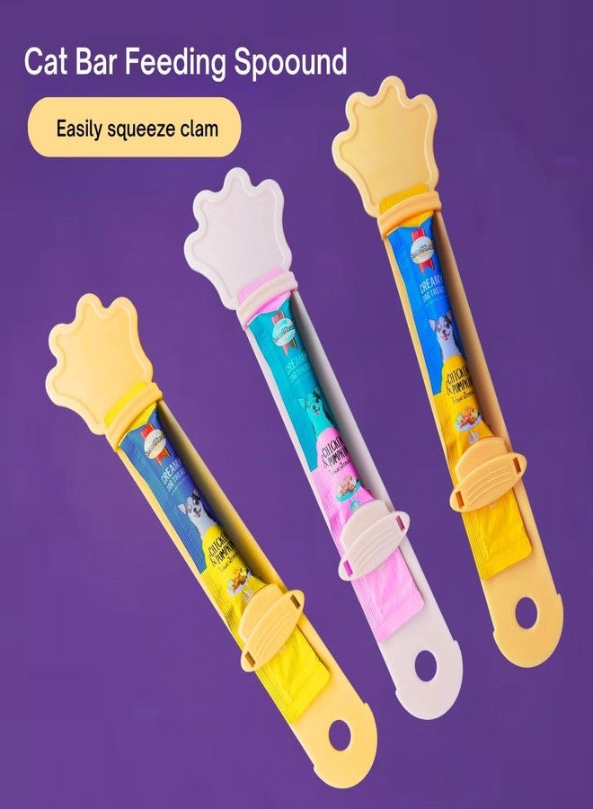 PET FUN Cat Strip Feeder & Creamy Treat Feeding Dispenser Spoon | Pet Food Squeezer Stick Tool for Cats & Dogs | BPA-Free, No Mess, Ergonomic Grip | Wet Food & Lickable Treat Spoon (Yellow, Pack of 2) - Image 4